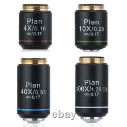 Objectif de microscope 4X 10X 40X 100X 195 Infinity Plan RMS 20,2 mm