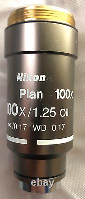 Objectif de microscope Nikon CFI Plan Achromat 100x/1.25 à huile -/0.17 WD 0.17