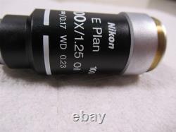 Objectif de microscope Nikon E Plan 100x pour microscopes de la série Eclipse