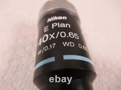 Objectif de microscope Nikon E Plan 40x 0,65 pour microscopes de la série Eclipse