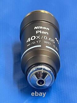 Objectif de microscope Nikon Plan 40x/0.65 /0.17 Wd 0.57 pour la série Eclipse