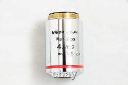 Objectif de microscope Nikon Plan Apo 4x / 0.2 inf/- WD 15.7 CFI avec filetage de 25mm