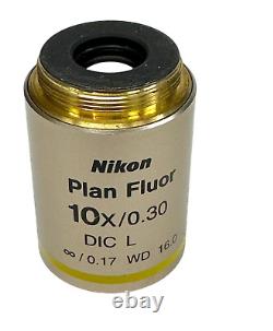 Objectif de microscope Nikon Plan Fluor 10x 10x/0,30 DIC L Infinity/0,17 WD 16,0