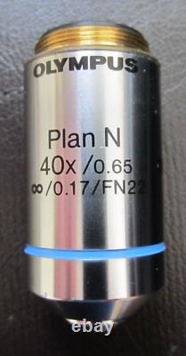 Objectif de microscope Olympus Plan N 40x / 0.65 Infinity. 17 FN22 UIS2 BX CX.