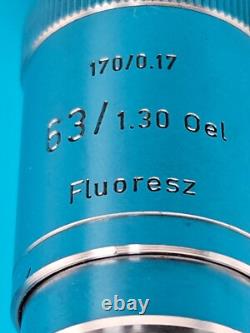 Objectif de microscope à fluorescence haute résolution Leitz 63X N. A. 1.30 170/0.17