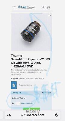 Objectif de microscope à immersion d'huile Olympus UPLXAPO 60X/1.42 UPLXAPO60XO