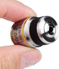 Objectif de microscope achromatique, lentille objectif achromatique 10X, 160/0.17 Biologie