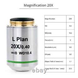 Objectif de microscope achromatique plan infini à longue distance de travail 20X WD