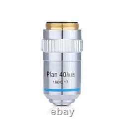 Objectif de microscope biologique 4X-100X, verre objectif plan achromatique 195