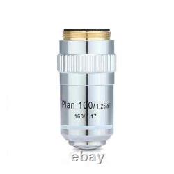 Objectif de microscope biologique 4X-100X, verre objectif plan achromatique 195