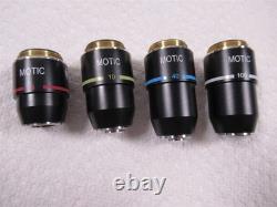 Objectifs de microscope Motic ASC 100x 40x 10x & 4x Lot de 4 achromatiques