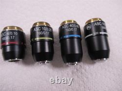 Objectifs de microscope Motic ASC 100x 40x 10x & 4x Lot de 4 achromatiques