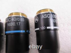 Objectifs de microscope Motic ASC 100x 40x 10x & 4x Lot de 4 achromatiques