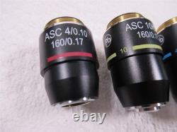 Objectifs de microscope Motic ASC 100x 40x 10x & 4x Lot de 4 achromatiques