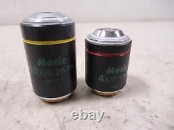 Objectifs de microscope Motic Plan 10x. 25 PH1 et Motic 4x 0.1 Ph0