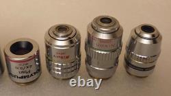 Objectifs de microscope ZEISS, NIKON, OLYMPUS et autres, total 9