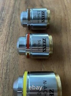 Objectifs de microscope ZEISS SET 2.5X-40x du laboratoire propre N Achroplan