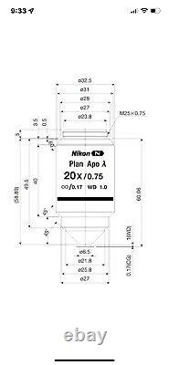 Plan Nikon Apo Lambda 20x/0,75 Microscope Objectif Objectif Fci DIC N2 (wd = 1 Mm)